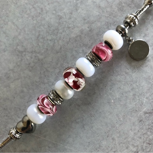 #1 Mom Silvertone Snake Chain Slide Charm Bracelet - Picture 6 of 8